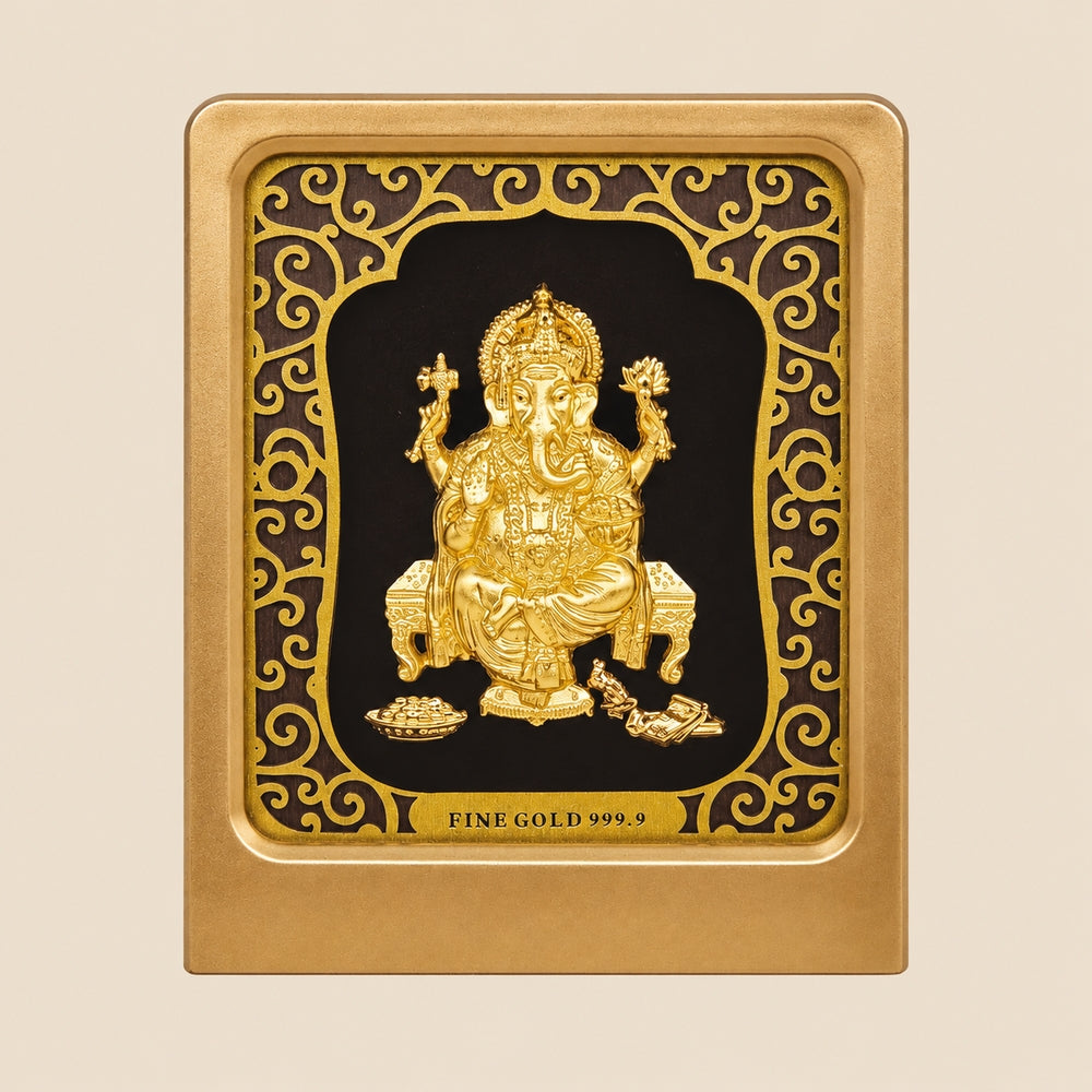 24-karat Blattgold Ganesha Auto-Aufsteller / Tischaufsteller